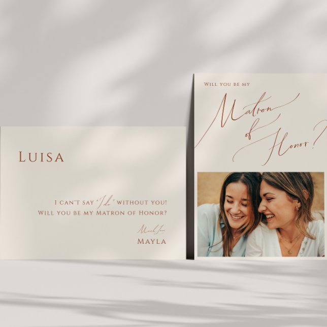 Whimsical Desert Beige Photo Matron of Honor Card Inbjudningar (Skapare uppladdad)