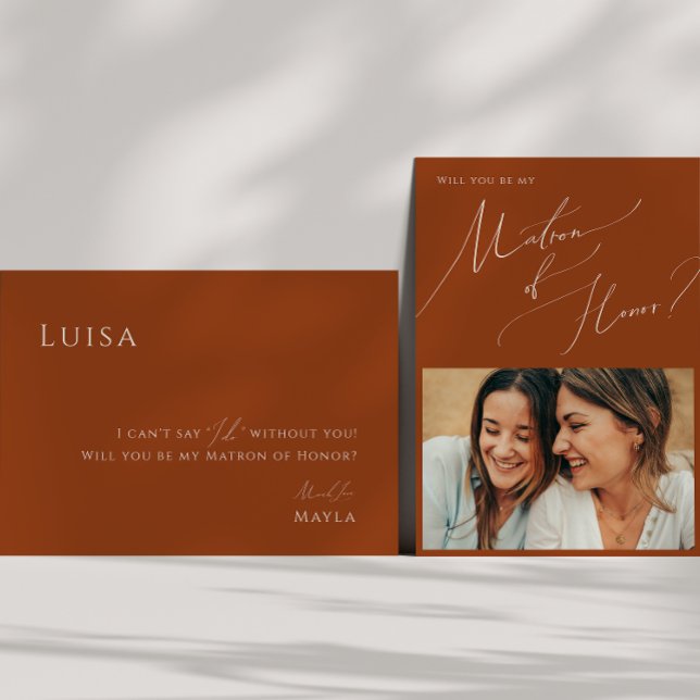 Whimsical Desert | Rust Foto Matron of Honor Card Inbjudningar (Skapare uppladdad)