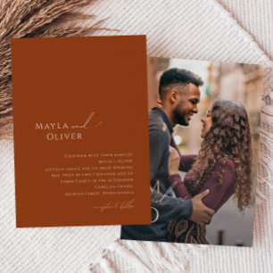 Whimsical Desert   Rust Monogram Photo Bröllop Inbjudningar