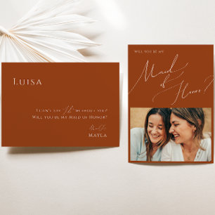 Whimsical Desert   Rust Photo Maid of honor Card Inbjudningar