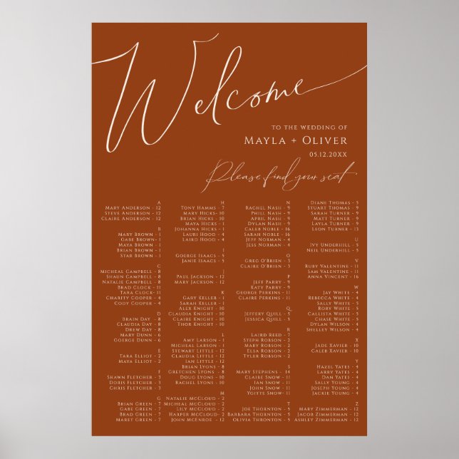 Whimsical Desert | Terracotta Alfabetisk sittning Poster (Framsidan)