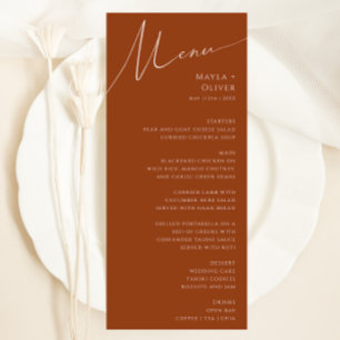 Whimsical Desert   Terracotta Bröllop Dinner Menu Meny