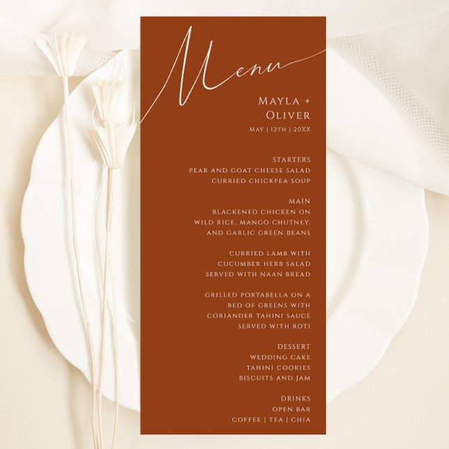 Whimsical Desert | Terracotta Bröllop Dinner Menu Meny (Skapare uppladdad)