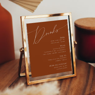 Whimsical Desert Terracotta Bröllop Drinks Menu Poster