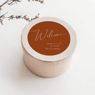 Whimsical Desert Terracotta Bröllop Välkommen Runt Klistermärke