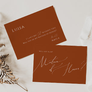 Whimsical Desert   Terracotta Matron of Honor Card Inbjudningar