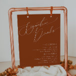 Whimsical Desert Terracotta Namnteckning Drinks-te Poster<br><div class="desc">Det här vindögliga terracotta-namnteckning dryckesmärket är perfekt för din enkla westerna sojge och terracotta-jordtoner bröllop. Den neutralt örhänta paletten Bho färg är vintage sydväst med ett modernt reflexkänsla. Skriptet är en känslig, minimalistisk, handskriven kalligrafi som är ganska elegant och romantisk. Produkten är redigerbar och har gott om tomt utrymme, så...</div>