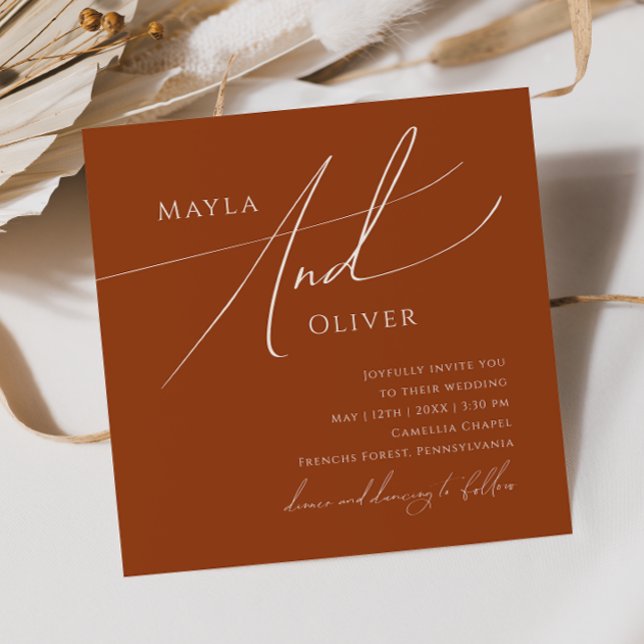 Whimsical Desert | Terracotta Square Bröllop Inbjudningar (Skapare uppladdad)