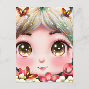 Whimsical Detailed Fantasy Cute Kawaii Baby Woodla Vykort