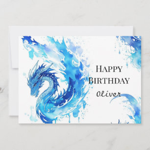 Whimsical Digital Dragon Birthday Kort