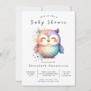 Whimsical Digital Uggla Baby Shower Inbjudningar