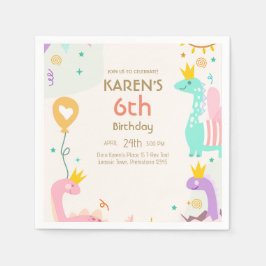 Whimsical Dinosaur Princess Birthday Pappersservett