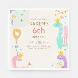 Whimsical Dinosaur Princess Birthday Pappersservett