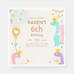 Whimsical Dinosaur Princess Birthday Pappersservett