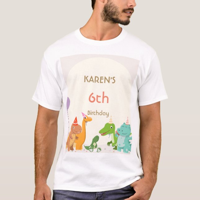 Whimsical Dinosaur Princess Birthday T Shirt (Framsida)