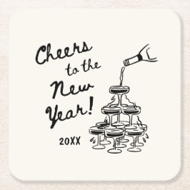 Whimsical Disco Ball New Year's Eve Party Underlägg Papper Kvadrat