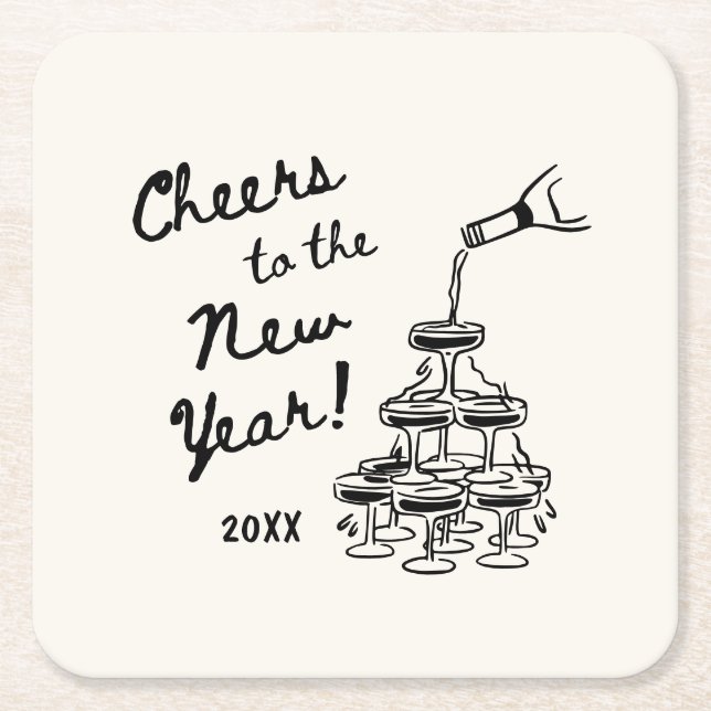 Whimsical Disco Ball New Year's Eve Party Underlägg Papper Kvadrat (Framsidan)