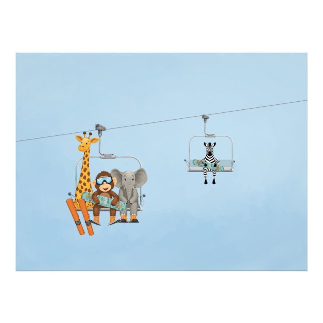 Whimsical Djur som åker på Stollift Poster (Framsidan)