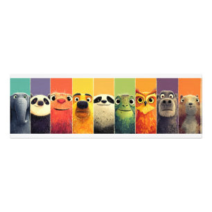 Whimsical Djuruppställning Färg Poster