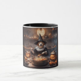 Whimsical Dog Witch brygger upp en Halloween-stuvn Mugg
