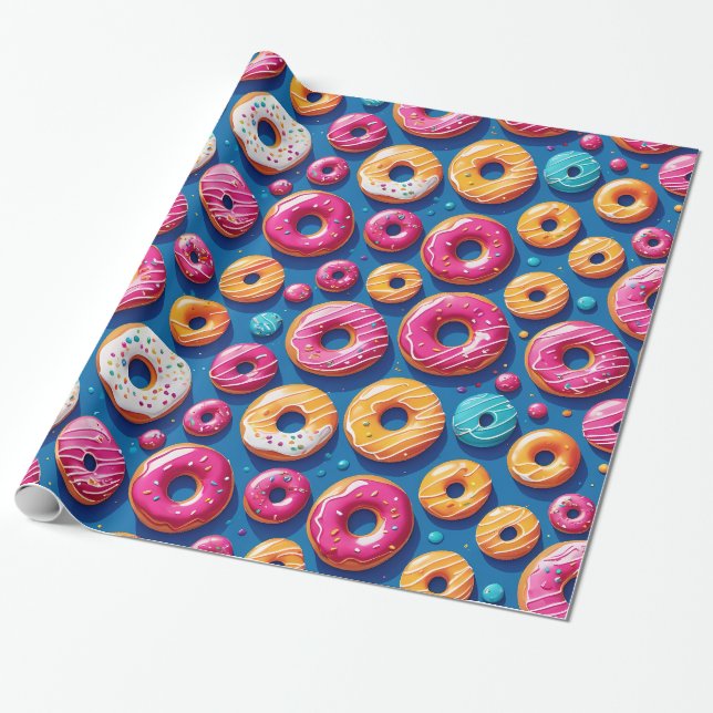 Whimsical Donut Dreams Wrapping Papper Presentpapper (Utrullad)