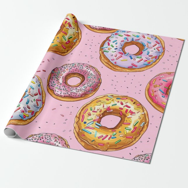 Whimsical Donut Mönster Presentpapper (Utrullad)