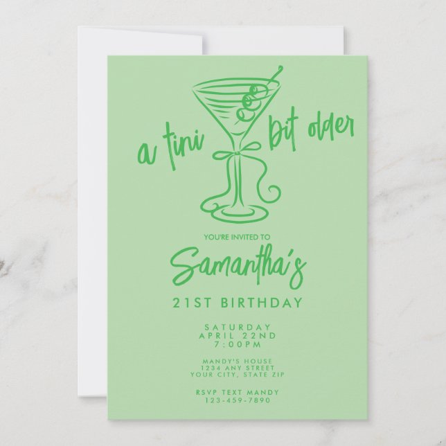 Whimsical Doodle A Tini Bit Older 21st Birthday Inbjudningar (Framsida)