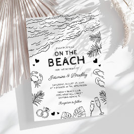 Whimsical Doodle Beach Wedding Inbjudningar