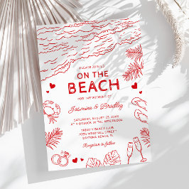 Whimsical Doodle Beach Wedding Inbjudningar
