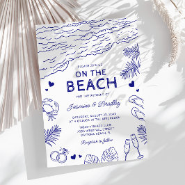 Whimsical Doodle Beach Wedding Inbjudningar