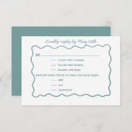 Whimsical doodle blue wedding Response Card OSA Kort