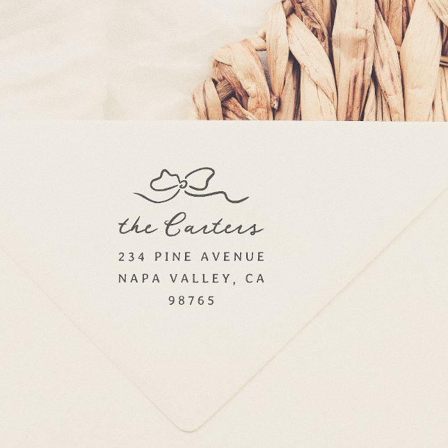 Whimsical Doodle Bow Family Namn Returadress Självfärgande Stämpel (Skapare uppladdad)