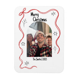 Whimsical Doodle Christmas Card with Photo Magnet