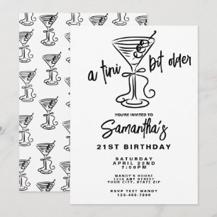 Whimsical Doodle En Tini Bit Äldre 21-årsdag Inbjudningar