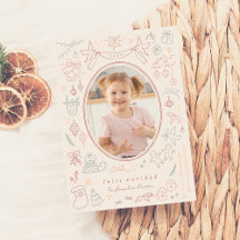 Whimsical Doodle Feliz Navidad Spansk jul