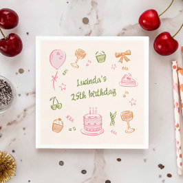 Whimsical Doodle Hand plockade Födelsedagsfest Pappersservett