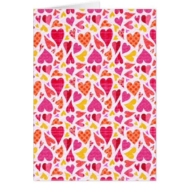 Whimsical Doodle Hearts Mönster Valentine Card Hälsningskort (Framsidan)