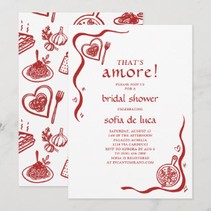 Whimsical Doodle Italiensk Pasta Bröllopsdusch Inbjudningar
