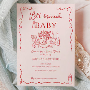Whimsical Doodle Låt oss bruncha Baby Shower Inbjudningar