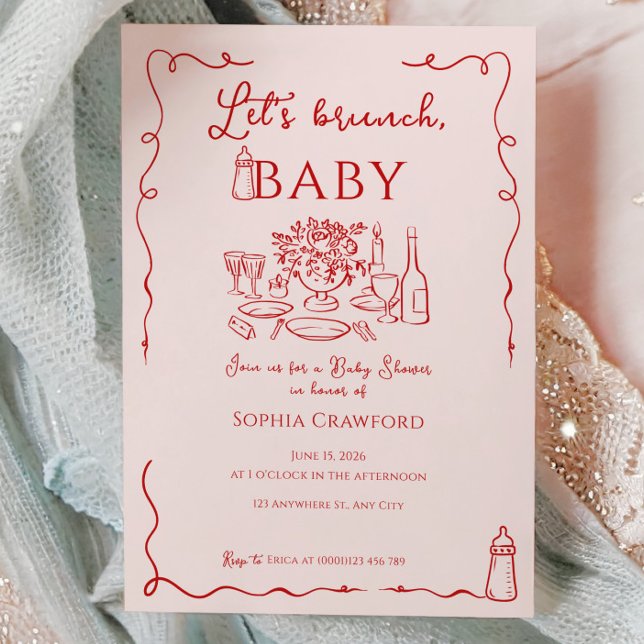 Whimsical Doodle Låt oss bruncha Baby Shower Inbjudningar (Skapare uppladdad)