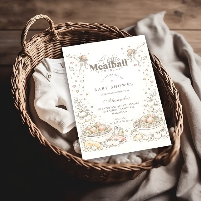 Whimsical Doodle Little Meatball Bebis Shower Inbjudningar (Skapare uppladdad)
