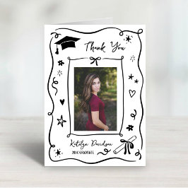 Whimsical Doodle Photo Graduation Tack Kort