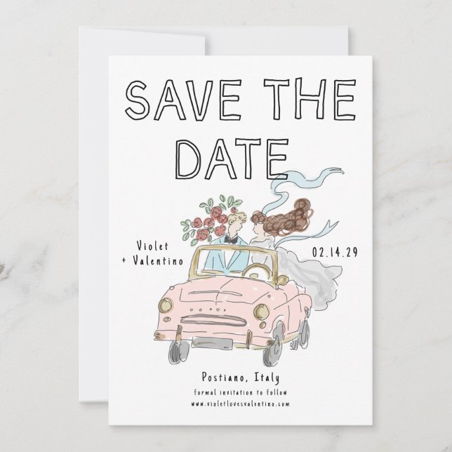 Whimsical Doodle Quirky Save the Date  Spara Datumet (Framsida)