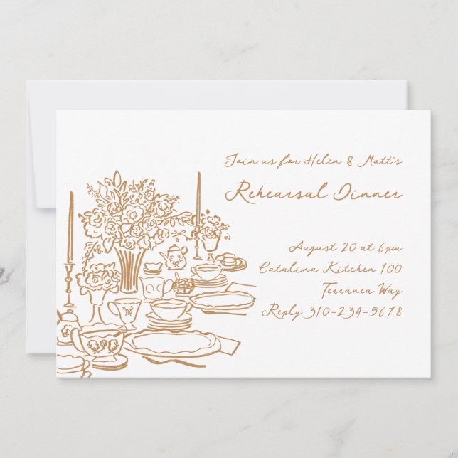 Whimsical Doodle Rehearsal Middag Inbjudningar (Framsida)