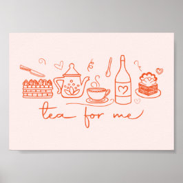 Whimsical Doodle Te för mig, Tekalas Köket Poster