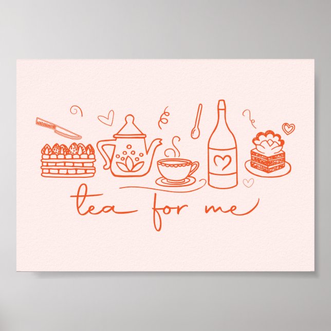 Whimsical Doodle Te för mig, Tekalas Köket Poster (Framsidan)