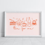 Whimsical Doodle Tea för mig, Tea Party Kitchen Poster<br><div class="desc">Dekorera ditt kök- eller matrum med det söta teet party poster.</div>