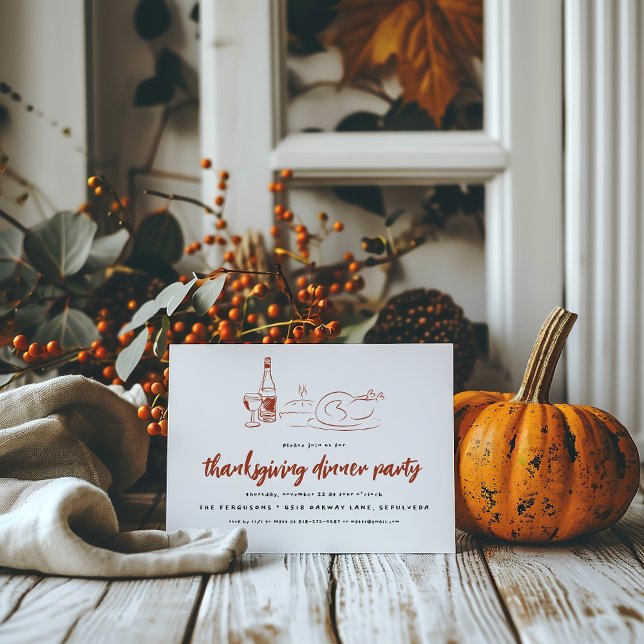 Whimsical Doodle | Thanksgiving Middagsparty Inbjudningar (Skapare uppladdad)