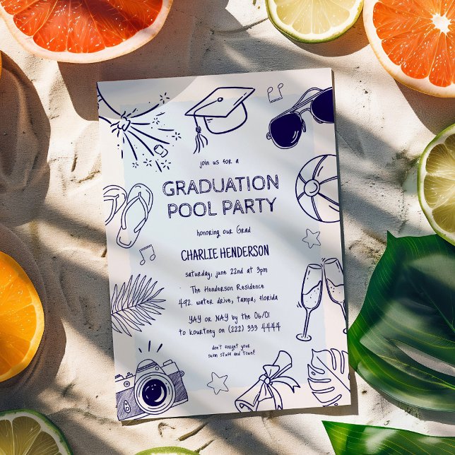 Whimsical Doodle-utexamenspoolparty  Inbjudningar (Skapare uppladdad)