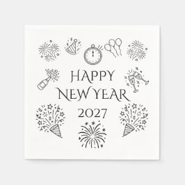 Whimsical Doodles Gott Nytt År 2027 Pappersservett